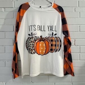 Plus Size 3XL It’s Fall Y’all Pumpkin Graphic Raglan Tee | Buffalo Plaid